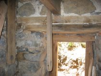 Interior view of DeTurk west kitchen window spanned by two plates (2009)