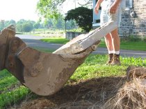 0019: limestone bed stone supporting limestone step-block & channel drain