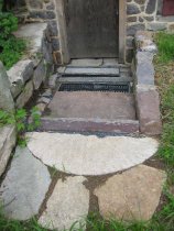 186--Constructing steps to cellar kitchen doorway at DeTurk House (2010)