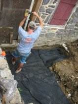 2639--Geo-textile fabric covering bedrock.