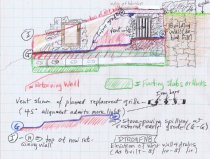 DeTurk House, details of west wall & drains (2010)
