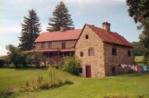 Keim house and ancillary building, SE perspective view (c.1990)