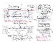 #2: Jacob Keim House, reconstructed cellar entry, field notes drawing #2 (2