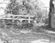Morlatton village, removing the access ramp to covered bridge (1970)