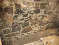 Michael Fulp House, interior cellar foundation wall restoration, #1182