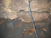 Michael Fulp House, interior cellar foundation wall restoration, #580