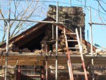 Michael Fulp House, south gable wall & chimney detail (2010)