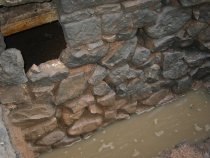 Michael Fulp House, Exterior showing disintegrated bed mortar, #236