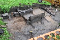 masoned stonework NW of the NW corner of Mouns Jones’ 1716 stone house, exc