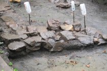 masoned stonework NW of the NW corner of Mouns Jones’ 1716 stone house, exc