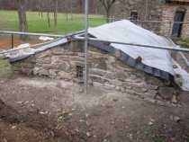 #7, 6915-Restored end-wall of Keim root cellar with grilled vent