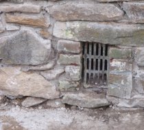 #11, photo 6916: restored vault wall masonry and vent