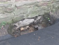 #4, 113, 7/2/13: Limestone base-stones under original doorway