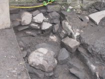 #5, 7/23/13, 366: Sub-grade rubble stones and river cobbles