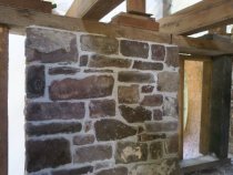 #1: Re-laid west wall, Mouns Jones House