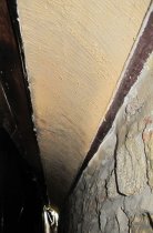 #13, photo 10: Plaster brown (base) coat applied to lath on coved joists