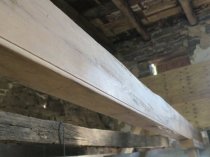 #3, photo 21: Failing undersized joist [left] and beaded replacement [right