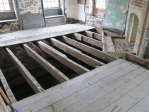 #2: Joists under best parlor, some extended ["sistered"] to bearing bed