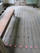 #1: Original floor boards in best parlor, leveled to hallway flooring