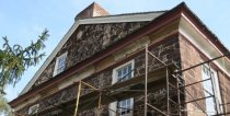 #3: stabilized cove cornice, restored lath on north gable-end