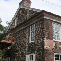 #4: Restored and re-plastered cove cornice on north gable end