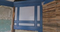 #6: Fireplace paneling and cornice in original Prussian Blue and gray