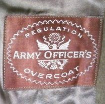 U. S. Army overcoat label-World War II-LeRoy Teschendorf