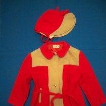Child's wool coat & cap set, 1940s