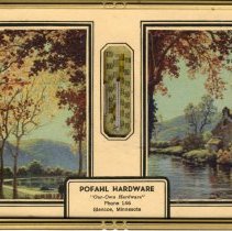 Novelty thermometer/picture-Pofahl Hardware, Glencoe, MN
