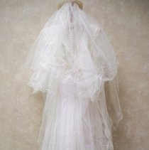 Phyllis Zierke Weseloh wedding gown, 1944 - back detail with veil