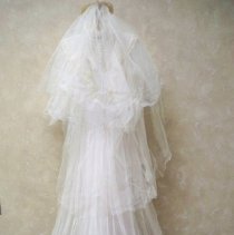 Phyllis Zierke Weseloh wedding gown, 1944 - back with veil