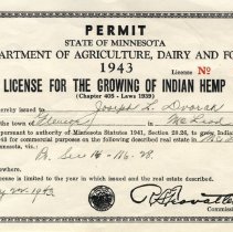 Hemp growers permit, 1943