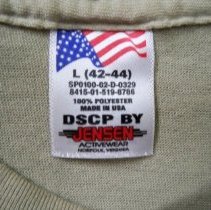 U. S. Army uniform tee shirt label