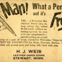 H. J. Weis Leather Goods Store, Stewart, MN