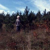 Agnes Matousek at tree farm in fall