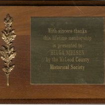 McLeod Co. Hist. Society Life membership-Helga Nielsen