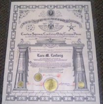 Scottish Rite of Freemasonry certificate, Lars M. Lerberg