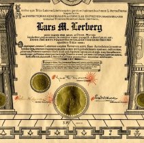 Scottish Rite of Freemasonry certificate, Lars M. Lerberg