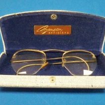 Blue Vinyl case and eyeglasses