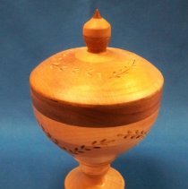 Round Wooden footed bowl with cover-Leonard Erickson