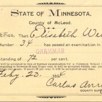 Certificate of achievement - Elisabeth Weinbeck