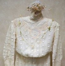 Wedding dress, slip & headpiece
