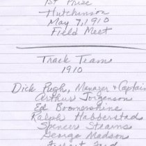 Names of 1910 Field & Track Trophy Winners