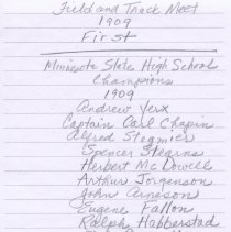 Names of 1909 Carleton Interscholastic Field & Track Hutchinson Players