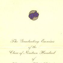 HHS Class of 1900 announcement & program