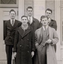 5 young men standing on the steps of the McLeod County Courthouse