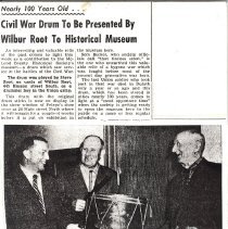 Civil War Drum, Hutchinson Leader MN 4/3/1958