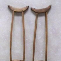 Pair of wooden crutches