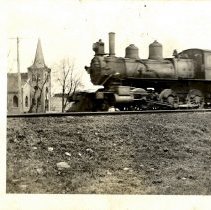 Great Northern locomotive & Danish Nazareth church, Hutchinson, MN