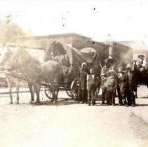 Covered wagon in parade